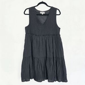 THML Textured Black Tiered Sleeveless Dress, S